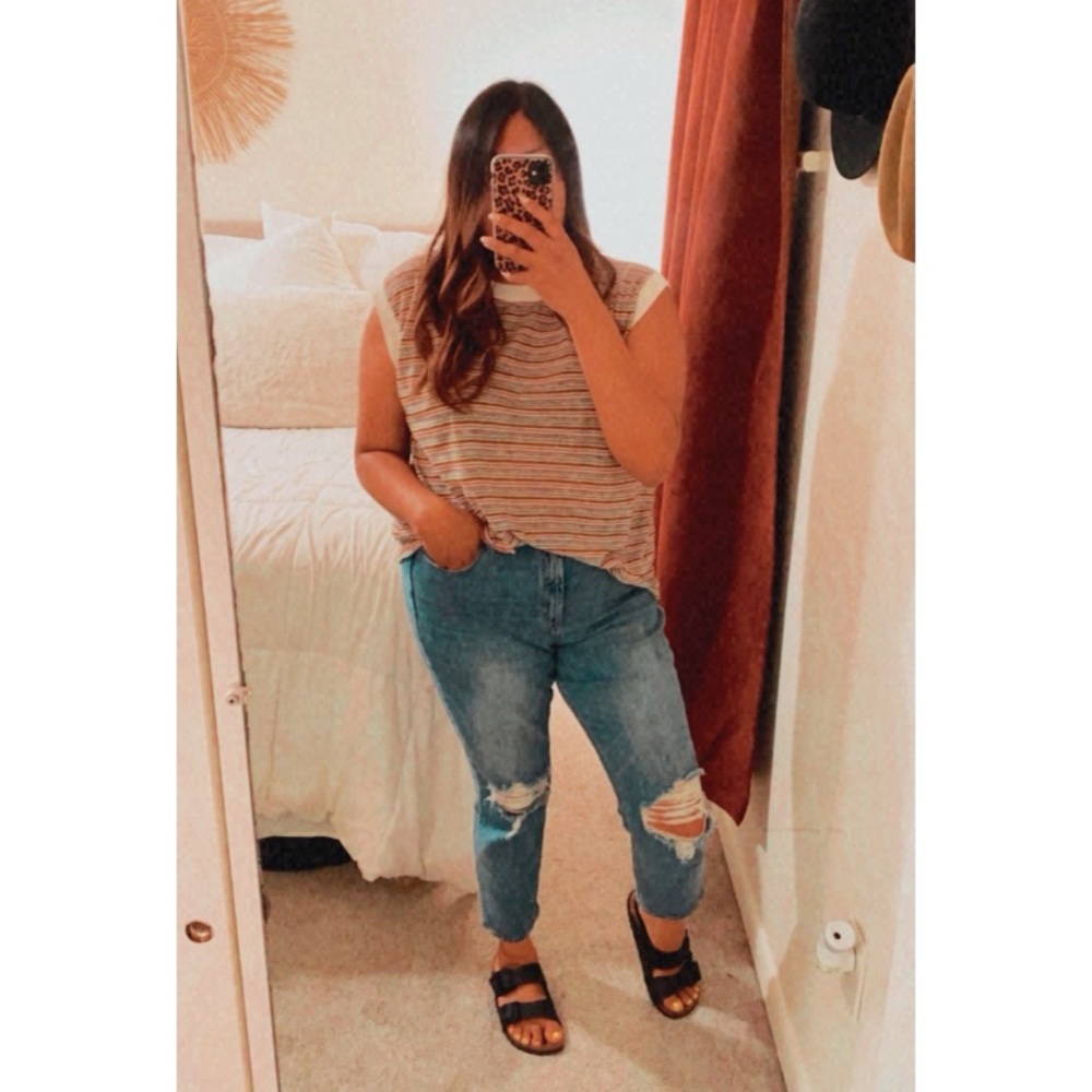 Vintage • TankTop • Stripes • Pink • Yellow • Plus